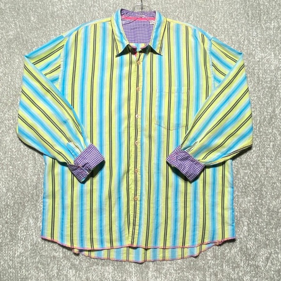 Striped Button‎ Down Shirt Long Sleeve Colorful Casual Menswear - Picture 2 of 7